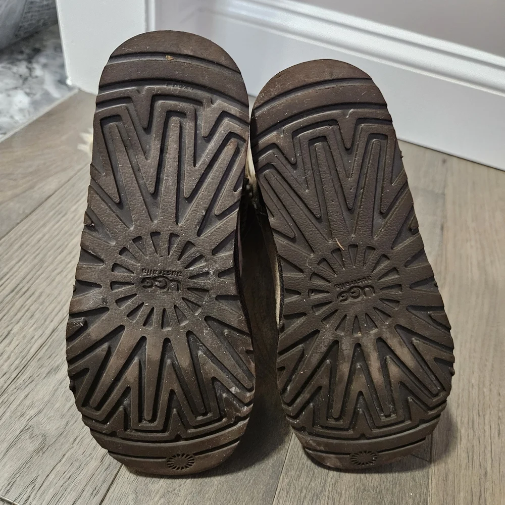 UGG Women's Buttoned Shearling Boots - Brown and Cream